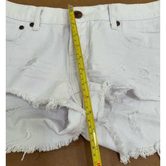 Women’s One Teaspoon Bonitas White Denim Jean Cut Off shorts Size 29 - Picture 7 of 10